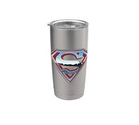 Superman Chrome Logo on White Bicchiere termico in acciaio inox doppia parete