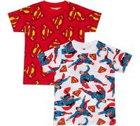 Superman - Confezione da 2 magliette a maniche corte in 100% cotone pettinato, multicolore, 5-6 Years