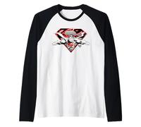Superman Flying Broken Shield Maglia con Maniche Raglan