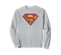 Superman Gritty Shield Felpa, Unisex per Adulti, Grigio Melange, XL