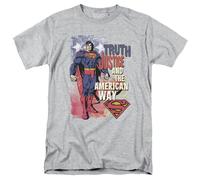 Superman Justice And The American Way DC Comics T-Shirt Uomo Grigio 100% Cotone