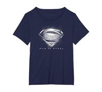 Superman Man of Steel Contrast Logo Symbol Maglietta, Donna Plus-Size, Navy, 6X