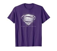 Superman Man of Steel Contrast Logo Symbol Maglietta, Uomo, Viola, L