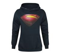 Superman - Man Of Steel - Felpa con cappuccio e logo - Donna (NS4204)