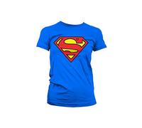 Superman Officially Licensed Merchandise Shield Girly T-Shirt (Blue), Medium