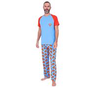 Superman Pigiama lungo da uomo rosso blu, Blu, XL
