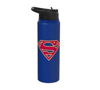 Superman Red & Gold Shield Grey Stainless Steel Insulated Water Bottle