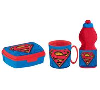 Superman Set Colazione,Box Portamerenda + Borraccia + Tazza,Scuola,Asilo,Bambini