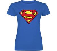 Superman Shield Donna T-Shirt Blu S 100% Cotone Regular