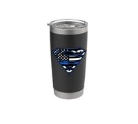 Superman Thin Blue Line Flag Shield Logo Bicchiere termico in acciaio inox doppia parete