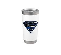 Superman Thin Blue Line Flag Shield Logo Bicchiere termico in acciaio inox doppia parete