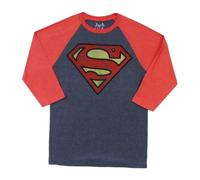 Superman Vintage Logo Dc Comics Premium Adulti Baseball Raglan Camicia
