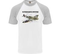Supermarine Aviation Works Spitfire Infopic Uomo S/S Baseball T-Shirt