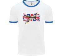Supermarine Spitfire Con La Bandiera Del Regno Unito Uomo Ringer T-Shirt