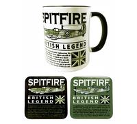Supermarine Spitfire Raf Guerra Mondiale II Militare Fighter Aereo Mug Sotto Set