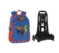 Super Mario Trolley 3 ruote con zaino staccabile organizzato Unisex Bambini Ragazzi Blu Taglia unica