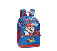SUPERMARIO - Zaino Scuola Media, Elementare per Bambini e Ragazzi, con Schienale Imbottito e Rinforzato, Spallacci Regolabili e Vano Principale + Tasca Frontale con Zip, cm 32x21x43h