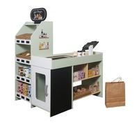 Supermercato per bambini 58 pezzi - grande negozio con cassetto, mensole, cibo, cibo a digiuno, frutta, verdura, caramelle, soldi, carte di credito e clienti
