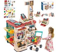 supermercato per bambini con carrello della spesa, cassa, bilancia e scanner WOOPIE (48 accessori)