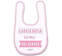 Supermolon 00754 -"Caprichosa come mi mamma" Bavaglino per bebè, con velcro, rosa pastello, unisex