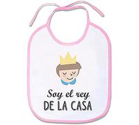 Supermolon 02741 - Soy il re della Casa, Bavaglino Bebe con lacci, Rosa Pastello, Unisex