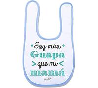 Supermolon 02970 - Bavaglino per bebè con scritta "Soy più bello que Mi Mamá", con velcro, blu celeste, unisex