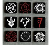 Supernatural Completo 9 X Sottobicchiere Set Winchester Brothers Dean Jensen