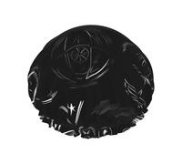 Supernatural Symbols - Cuffia da doccia con stampa nera da donna, riutilizzabile, impermeabile, ad asciugatura rapida