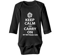 Supernatural - Tutina con scritta "Keep Calm and Carry On My Wayward Son" Nero 6-12 Mesi