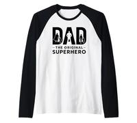 Superpapà papà Supereroe Divertente Maglia con Maniche Raglan