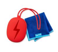 SUPERPETIT - Salvietta in microfibra con custodia in silicone, pulizia efficace per schermi e occhiali, compatta, riutilizzabile, facile da trasportare, ideale per viaggi e uso quotidiano (rosso)