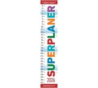 Superplaner 2026 - Streifenkalender 17x85 cm - mit Ringbindung - viel Platz für Notizen - Langplaner - Wandkalender - Küchenkalender - Alpha Edition