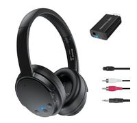 SuperPower Cuffie TV Wireless per Anziani con AptX Low Latency, Cuffie Over-Ear con Trasmettitore USB, Uscite Ottica/RCA/AUX/USB, Portata 30m, Autonomia 20H, Suono Più Forte & Chiaro Seniors