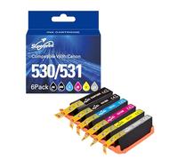 Superprint 530 531 XXL Cartucce Multipack Compatibile per Canon PGI-530 CLI-531 Cartucce per Canon PIXMA TS8750 TS8751 (Confezione da 6 PGBK Nero Ciano Magenta Giallo Grigio)