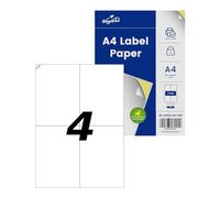Superprint Etichette autoadesive A4, 210 × 297 mm, universalmente stampabili, colore bianco opaco, per stampanti laser e a getto d'inchiostro (105 x 148 mm, 4000 etichette)