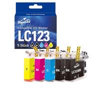 Superprint LC123 - Cartuccia multipack con grande capacità, compatibile con Brother LC-123 BK C M Y LC-123VAL (grande, confezione da 5)