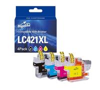 Superprint LC421XL LC-421XLVAL - Cartucce per stampanti Brother LC-421 LC-421XL per Brother DCP-J1050DW DCP-J1140DW MFC-J1010DW (grande, confezione da 4)