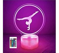 SUPERRUIDALONG 3D Artistico Ginnastica Telecomando 16 Colori Luci Notturne Illusione Acrilico LED Tavolo Comodino Camera da Letto Scrivania Decor Regalo di Compleanno Giocattolo per Bambini