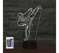 SUPERRUIDALONG 3D karate luci notturne telecomando 16 colori illusione acrilico LED tavolo comodino lampada per bambini camera da letto scrivania decorazione regali di compleanno giocattolo per