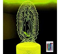 SUPERRUIDALONG 3D Virgin Mary Telecomando 16 Colori Luci Notturne Illusione Acrilico LED Tavolo Comodino Lampada Bambini Camera da Letto Scrivania Decorazione Regalo di Compleanno Giocattolo per