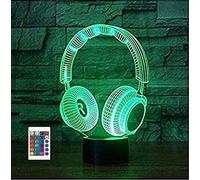 SUPERRUIDALONG Lampada 3D Wireless Cuffia Luce Notturna Telecomando Power Touch Tavolo Scrivania Illusione Ottica Lampade 16 Cambiare Colore Luci Decorazione Domestica Regalo di Natale Compleanno