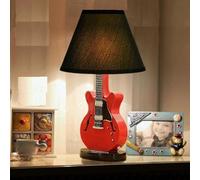 SUPERRUIDALONG Lampada da scrivania a forma di chitarra rossa, adatta per studio, camera da letto, soggiorno, dimmerazione a LED, regalo per appassionati di musica, decorazione artistica
