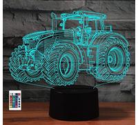 SUPERRUIDALONG Lampada per trattore 3D telecomando 16 colori luci notturne illusione acrilico LED tavolo comodino camera dei bambini scrivania decorazione compleanno carino giocattolo per bambini e