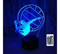 SUPERRUIDALONG Luce notturna 3D a forma di pallavolo con telecomando a 16 colori, illusione, in acrilico, lampada da comodino per bambini, camera da letto, decorazione da scrivania, regalo di