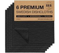SUPERSCANDI Panni Cucina 6 Pezzi - 100% Biodegradabili e Compostabili | Panni Spugna Riutilizzabili, Sicuri per Alimenti e Senza Plastica | Panno Spugna Cucina per Ogni Superficie, Nero