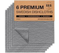 SUPERSCANDI Panni Cucina 6 Pezzi - 100% Biodegradabili e Compostabili | Panni Spugna Riutilizzabili, Sicuri per Alimenti e Senza Plastica | Panno Spugna Cucina per Ogni Superficie, Grigio