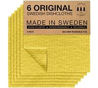 SUPERSCANDI Panni Cucina 6 Pezzi - 100% Biodegradabili e Compostabili | Panni Spugna Riutilizzabili, Sicuri per Alimenti e Senza Plastica | Panno Spugna Cucina per Ogni Superficie, Giallo