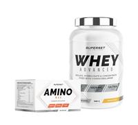 Superset Nutrition - Programme Prise de Muscle Sec Débutant - 100% Whey Proteine Advanced 900g Banana Split - Amino Max