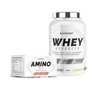 Superset Nutrition - Programme Prise de Muscle Sec Débutant - 100% Whey Proteine Advanced 900g Vanille Crémeuse - Amino Max