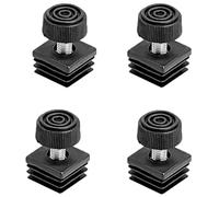 Supertool 4 piedini di livellamento regolabili, 25 x 25 mm, kit di inserti per tubi quadrati, tappi terminali per gambe delle sedie con filettatura regolabile per piedini per mobili, nero